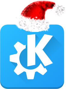 KDE logo with Santa Claus hat